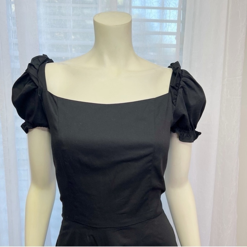 Women's Black Puff Short Sleeve Cocktail Dress. Size: L - Picture 10 of 11